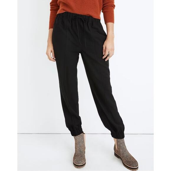 Madewell Drapey Seamed Drawstring Track Trousers Black Size S Minimalist Preppy - Picture 4 of 15